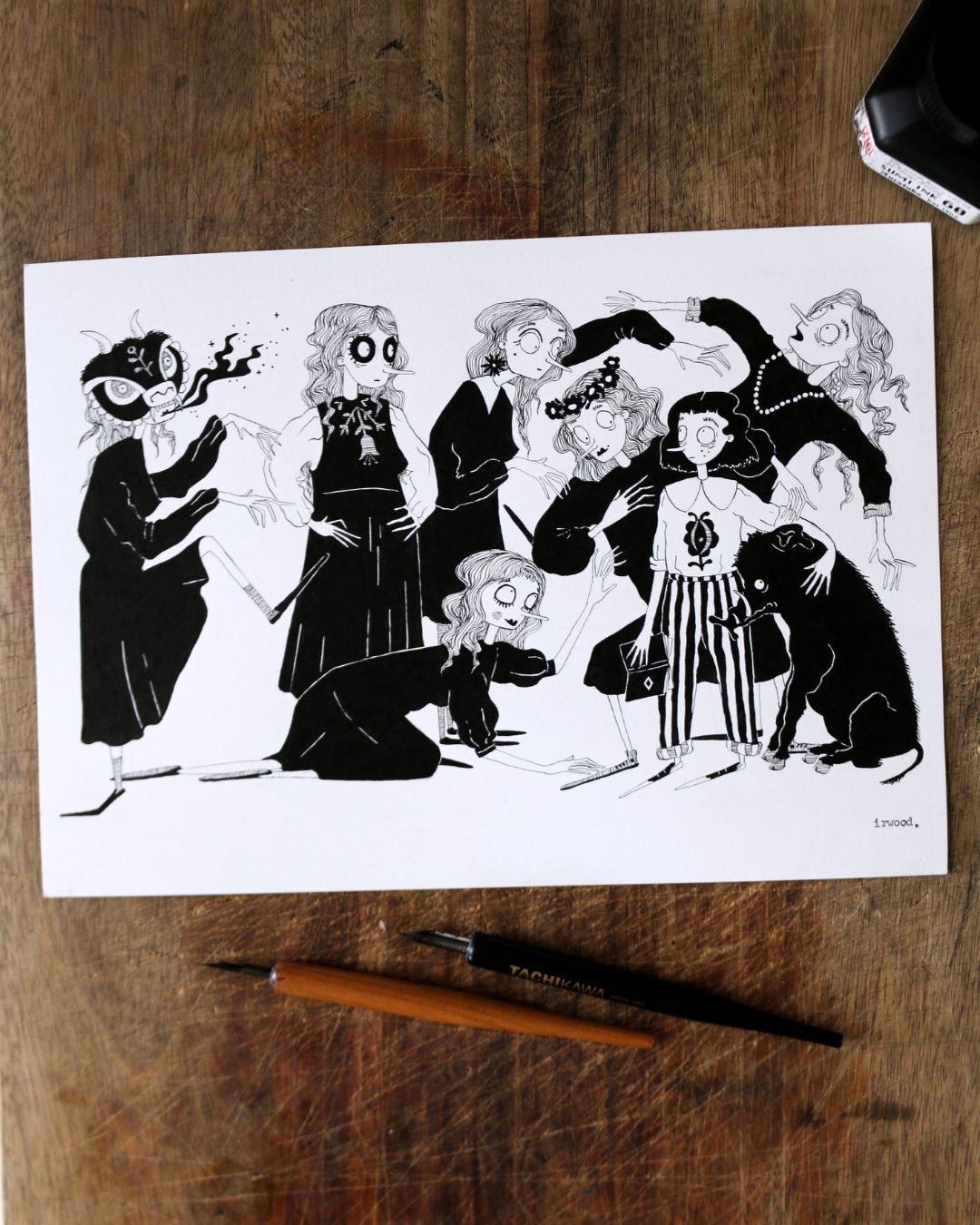 amadora + adelaide #11 - original ink + pen drawing