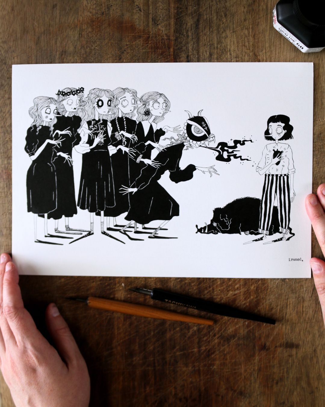 amadora + adelaide #12 - original ink + pen drawing
