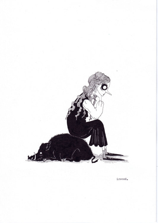 amadora + adelaide #1 - original ink + pen drawing