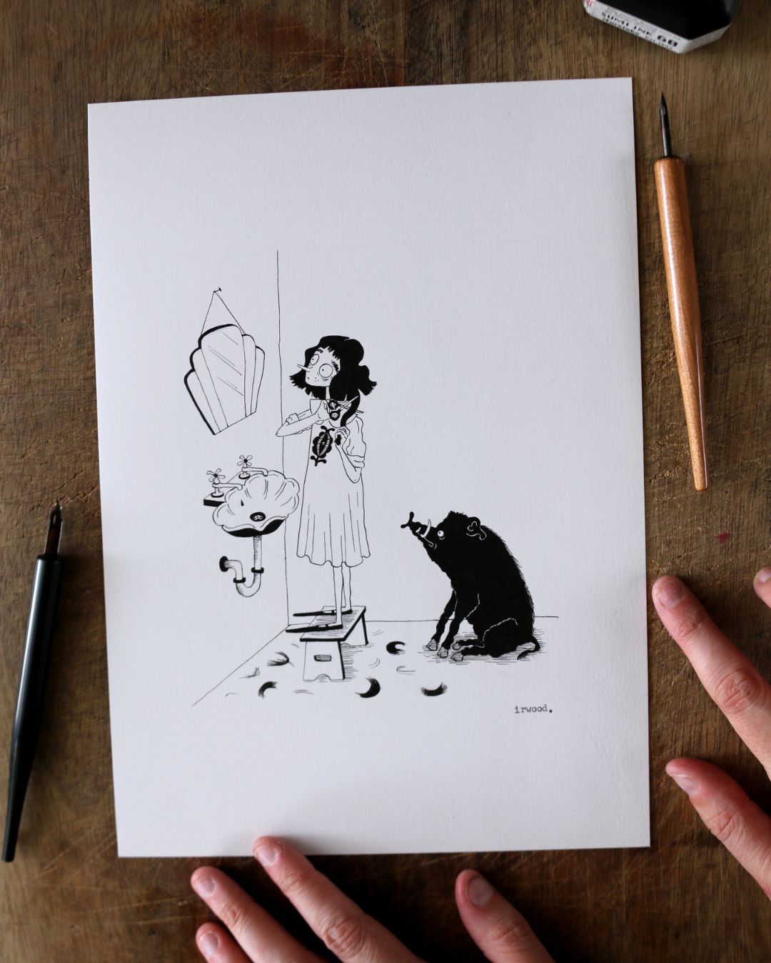 amadora + adelaide #3 - original ink + pen drawing