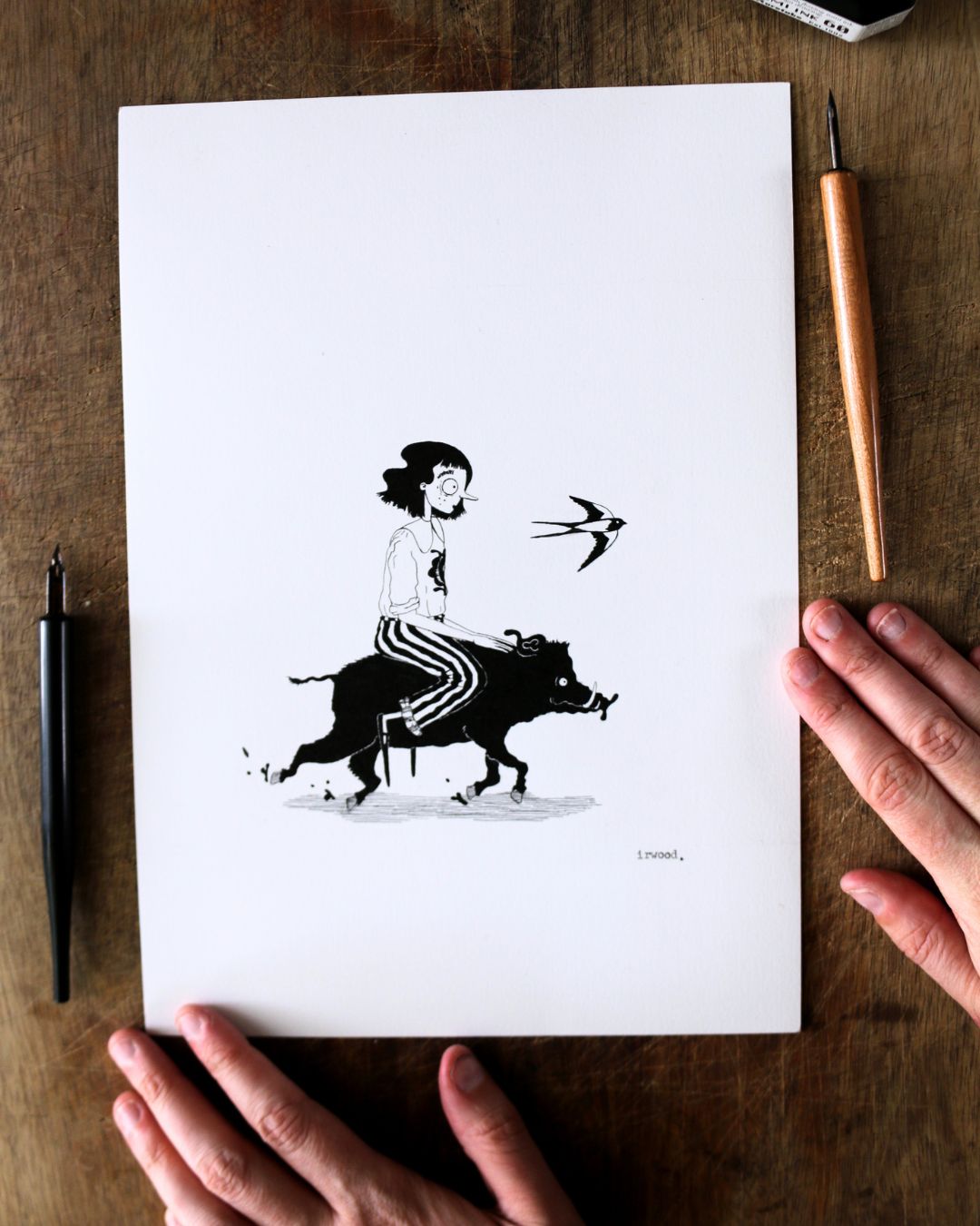 amadora + adelaide #4 - original ink + pen drawing
