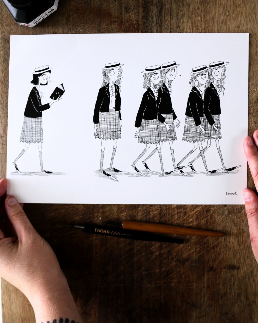 amadora + adelaide #6 - original ink + pen drawing
