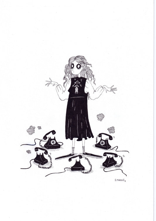 amadora + adelaide #10 - original ink + pen drawing