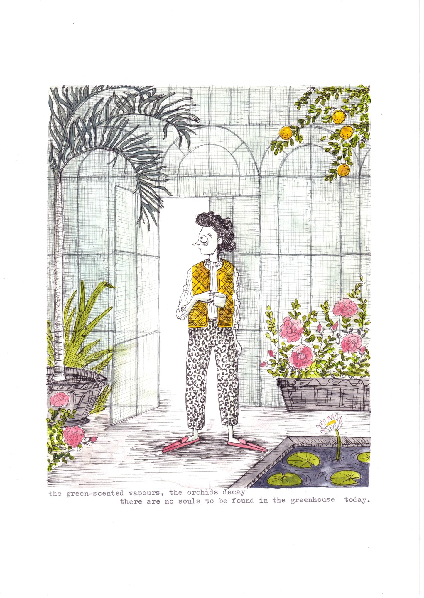 the green-scented vapours, the orchids decay