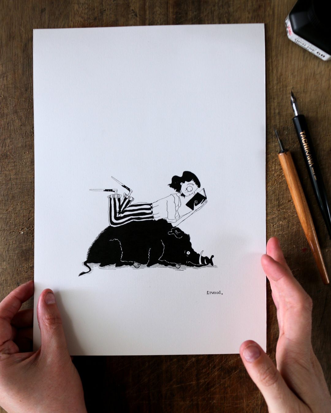 amadora + adelaide #9 - original ink + pen drawing