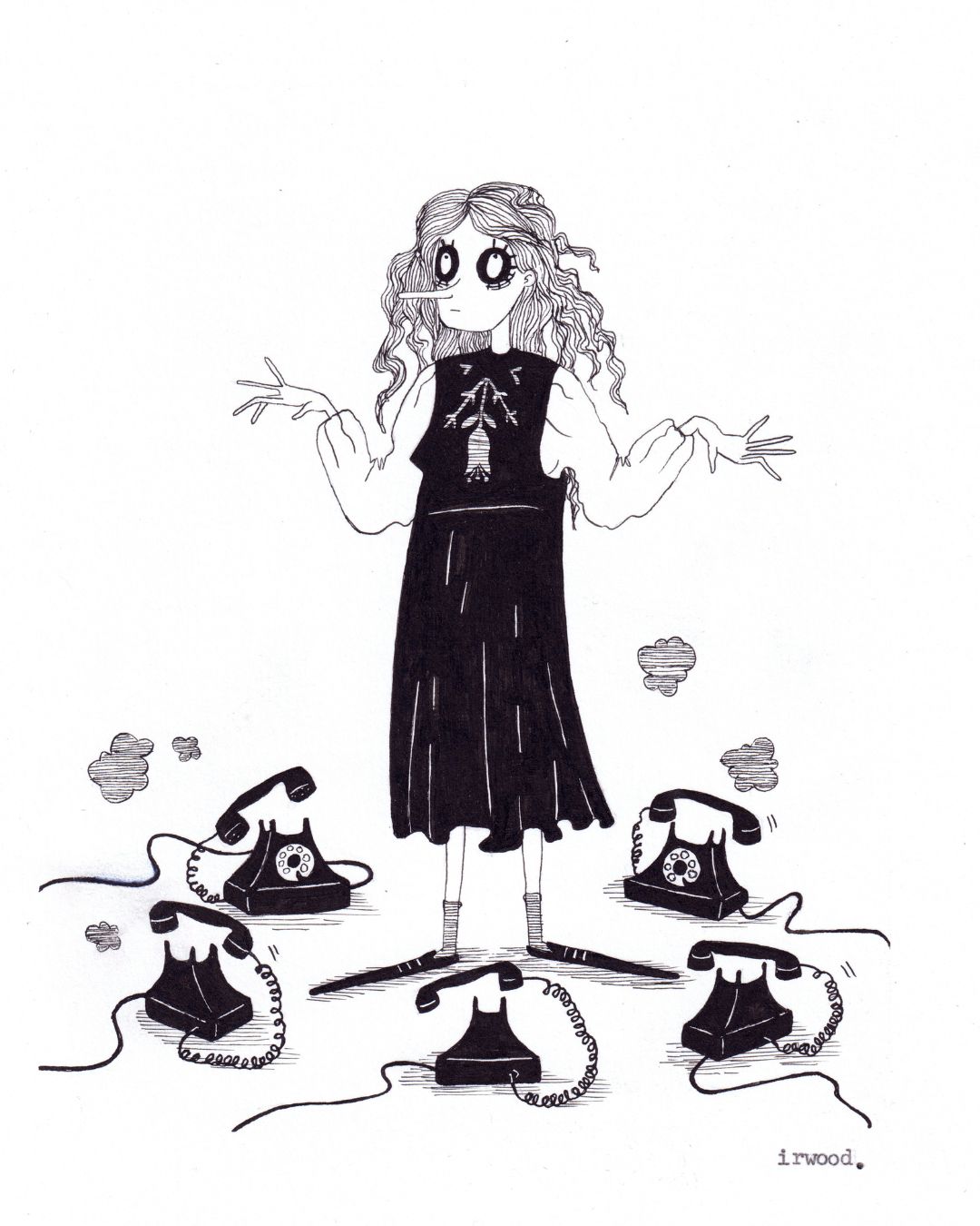 amadora + adelaide #10 - original ink + pen drawing