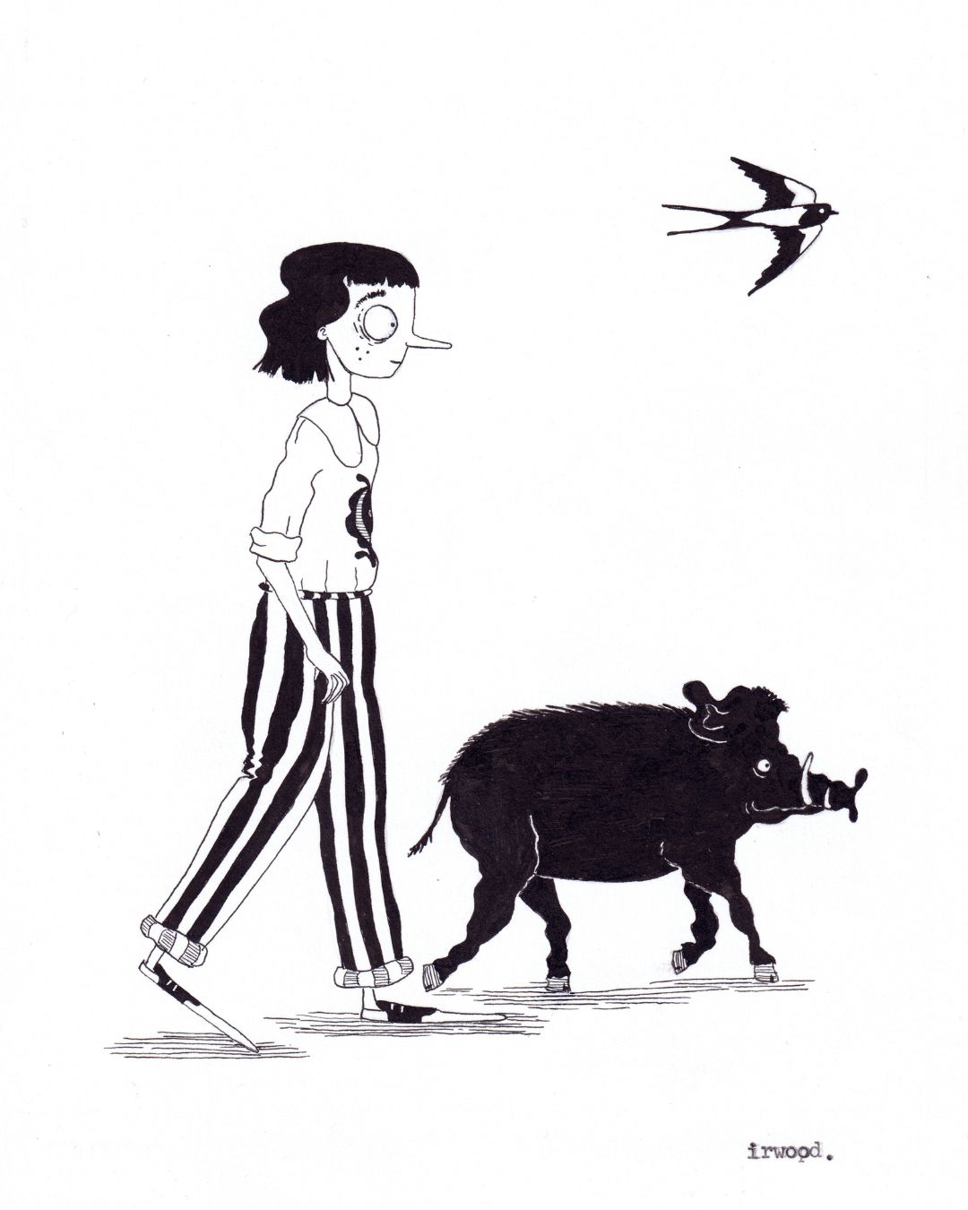 amadora + adelaide #13 - original ink + pen drawing