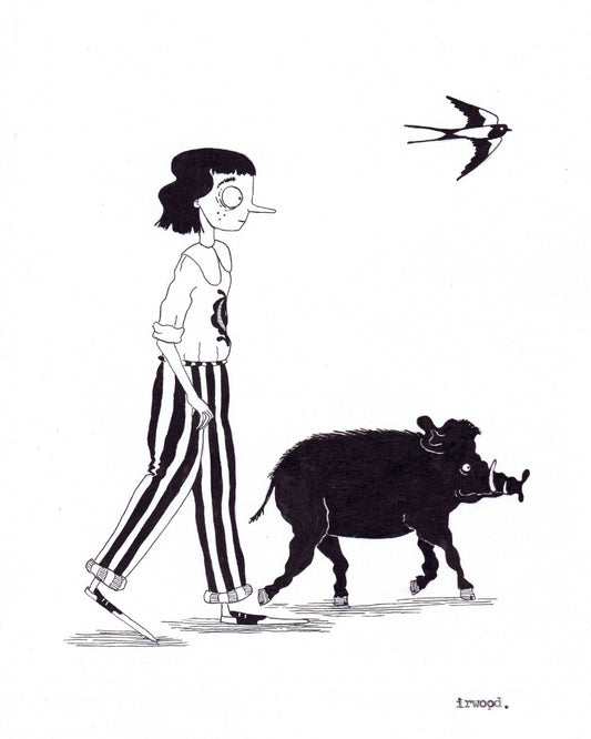 amadora + adelaide #13 - original ink + pen drawing