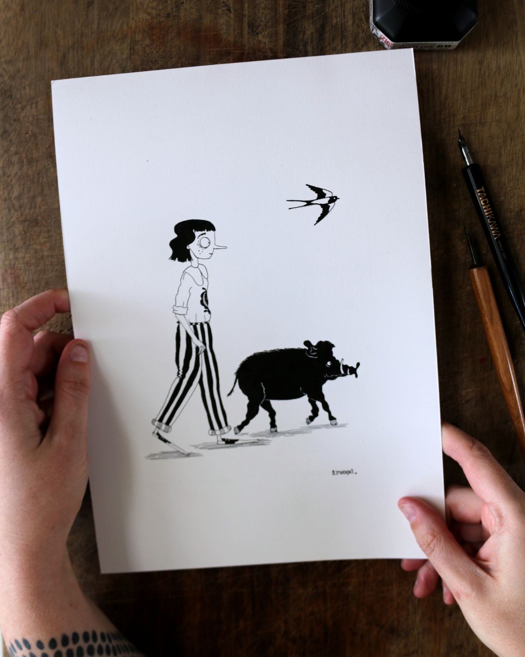 amadora + adelaide #13 - original ink + pen drawing