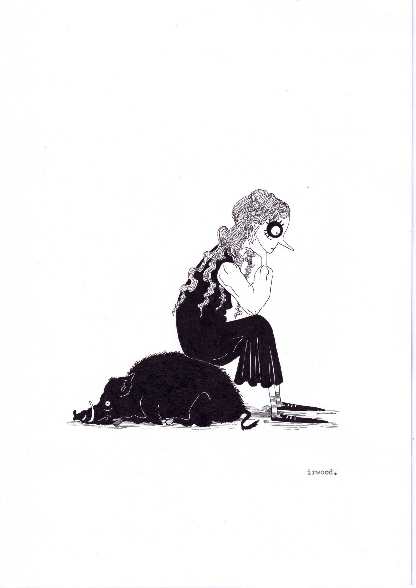 amadora + adelaide #1 - original ink + pen drawing