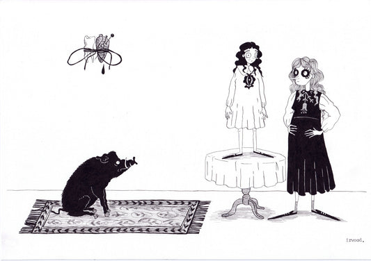amadora + adelaide #2 - original ink + pen drawing