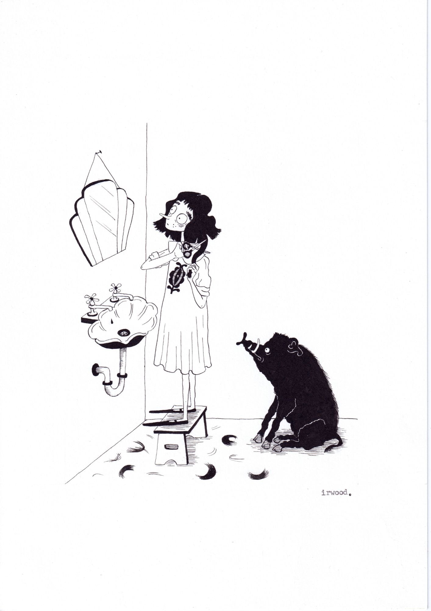 amadora + adelaide #3 - original ink + pen drawing