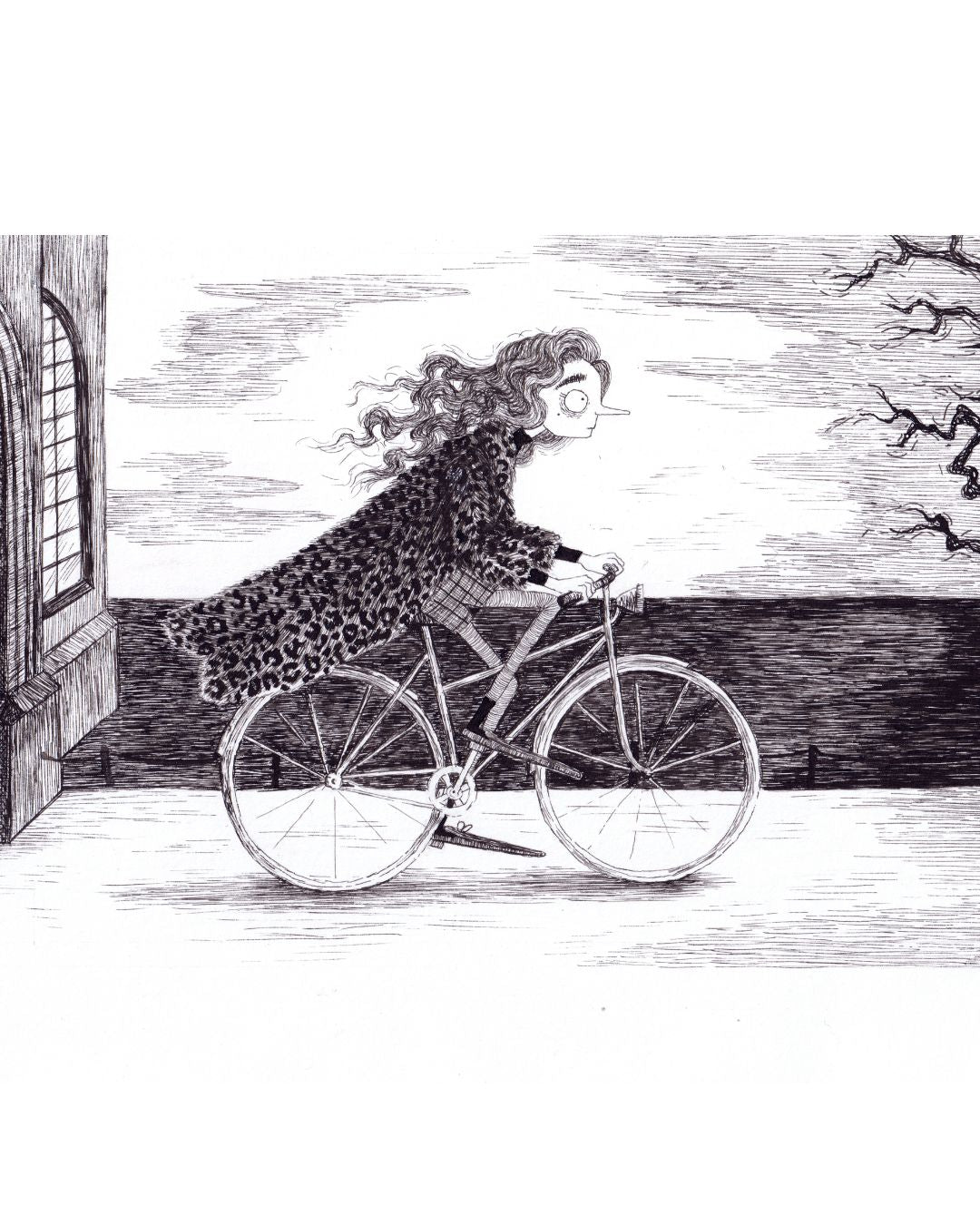 how elspeth met casper #2 - original pen + ink drawing