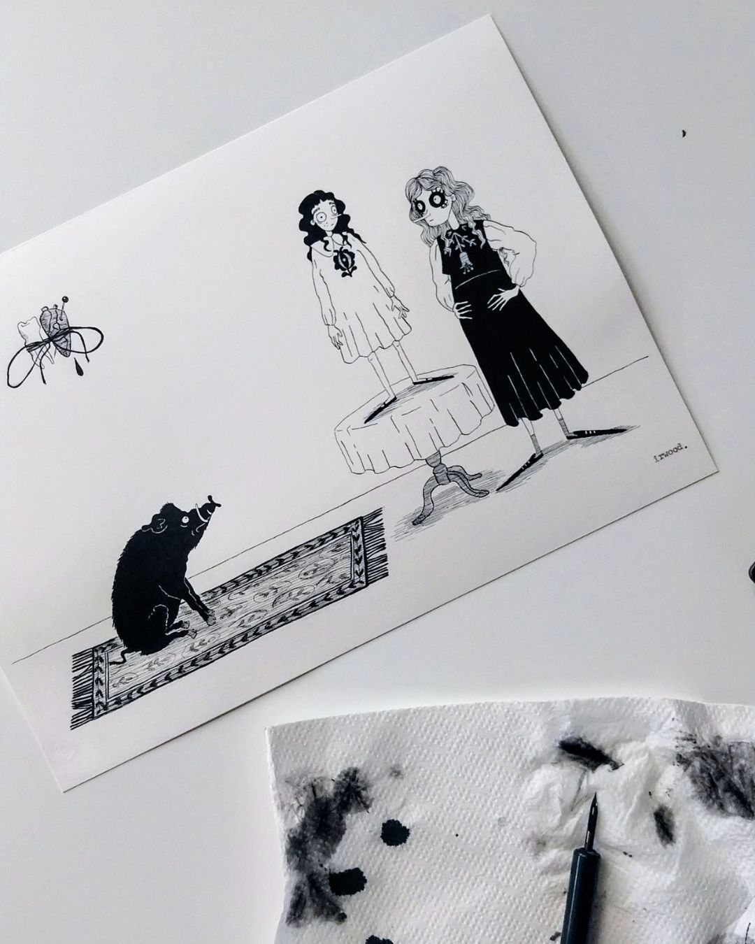 amadora + adelaide #2 - original ink + pen drawing