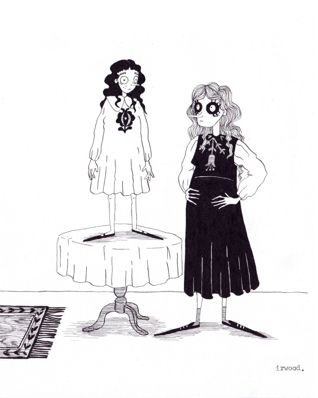 amadora + adelaide #2 - original ink + pen drawing