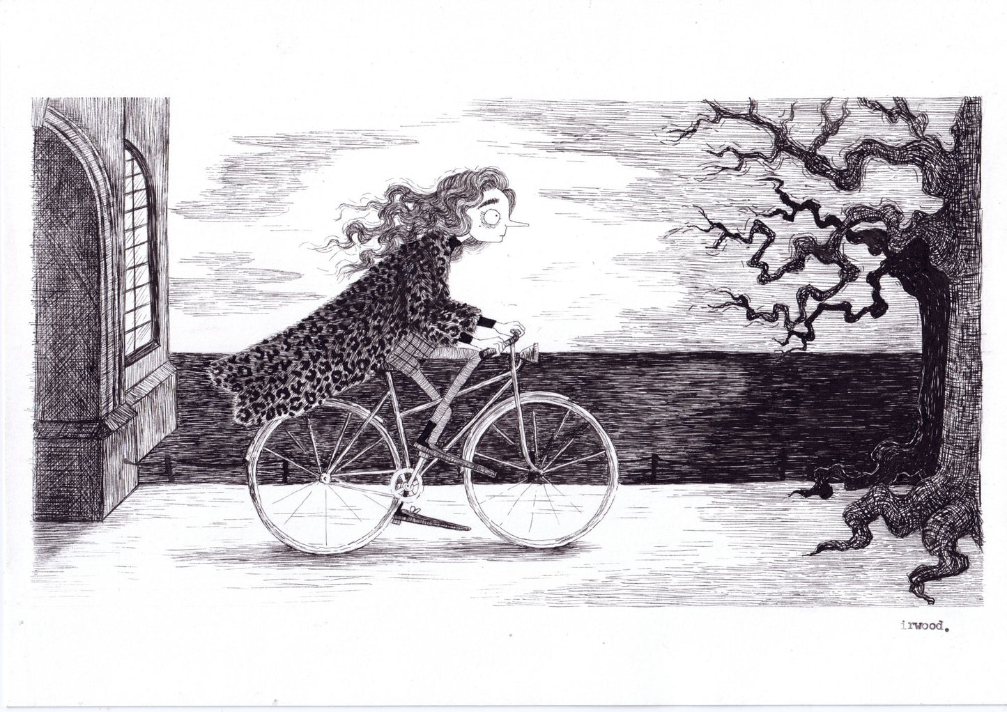 how elspeth met casper #2 - original pen + ink drawing