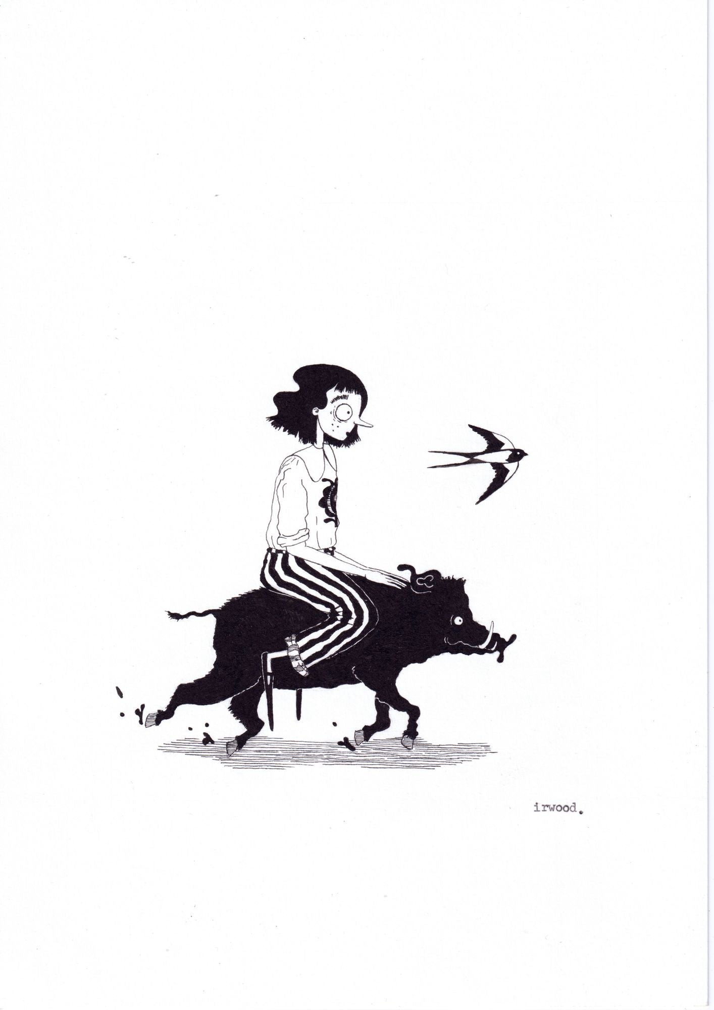 amadora + adelaide #4 - original ink + pen drawing