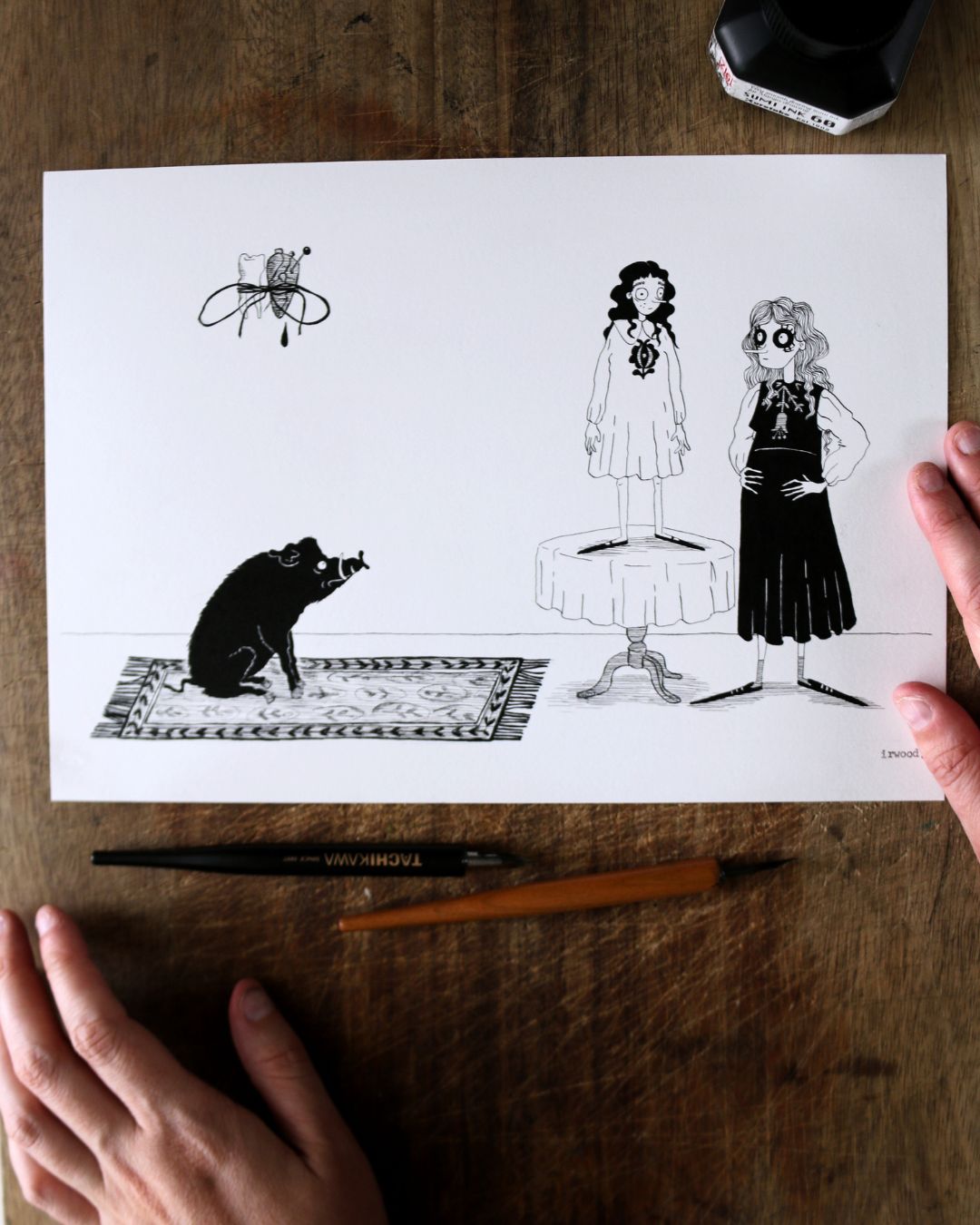 amadora + adelaide #2 - original ink + pen drawing
