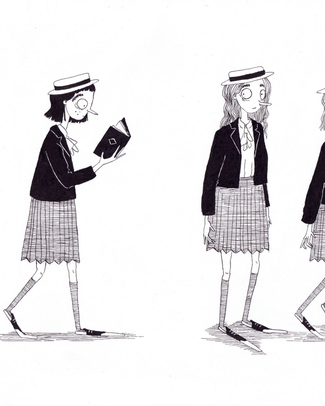 amadora + adelaide #6 - original ink + pen drawing