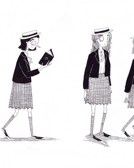 amadora + adelaide #6 - original ink + pen drawing
