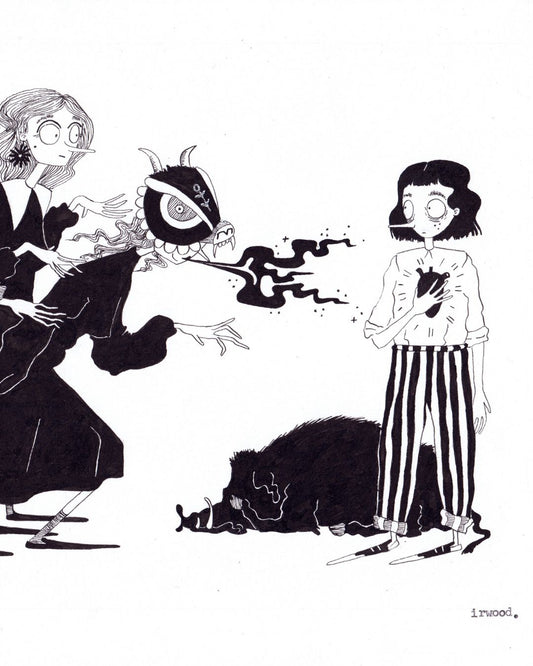 amadora + adelaide #12 - original ink + pen drawing