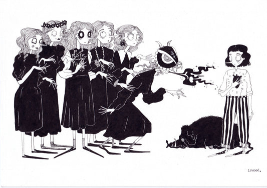 amadora + adelaide #12 - original ink + pen drawing