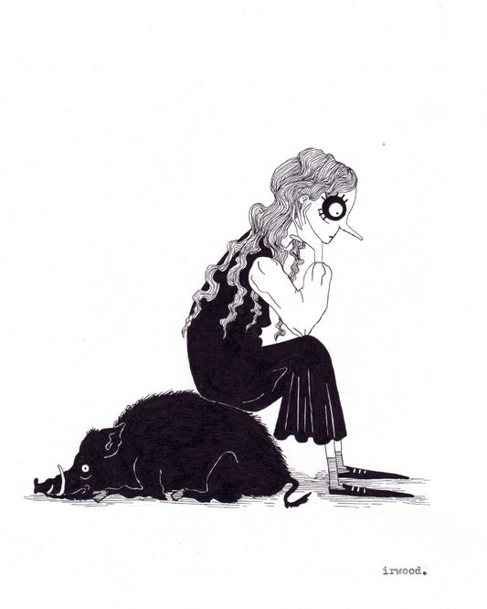 amadora + adelaide #1 - original ink + pen drawing