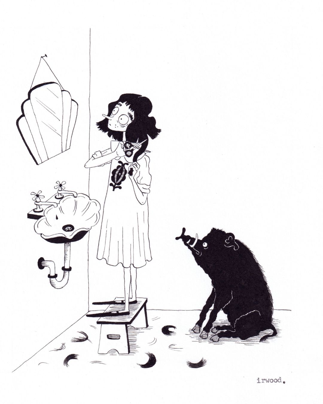 amadora + adelaide #3 - original ink + pen drawing