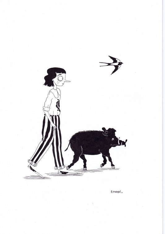 amadora + adelaide #13 - original ink + pen drawing